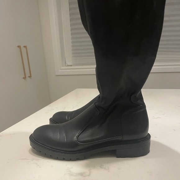 Zara over the knee black leather flat boots - Picture 6 of 6